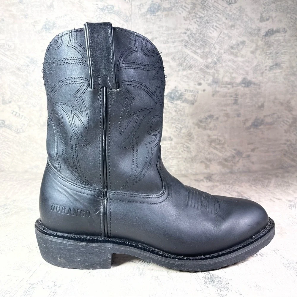 Durango Farm N Ranch Black Leather Western Cowboy Boots Work Boots